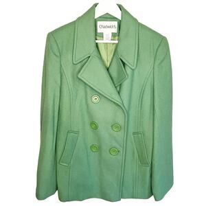 Vintage Green Coat 100% Wool Size 10